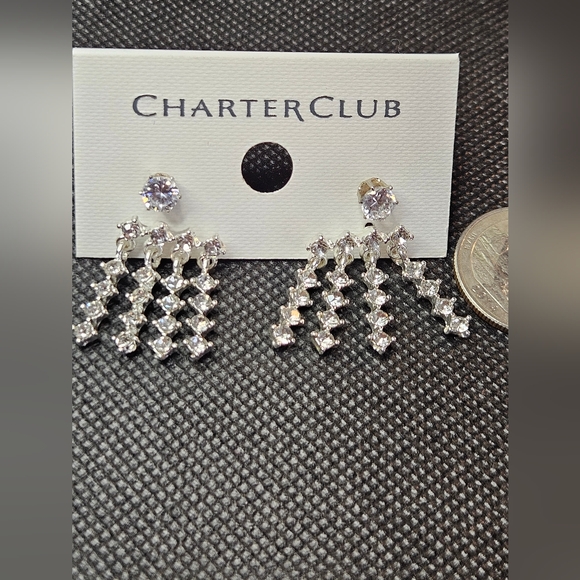 Charter Club Silver Crystal Earrings - Picture 2 of 4
